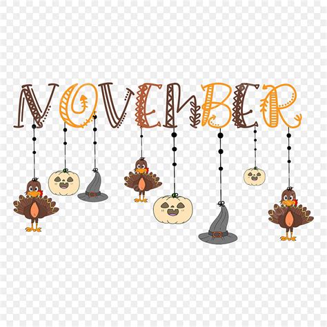 Cute November Clipart PNG Images, Cute Style November Clipart, November ...