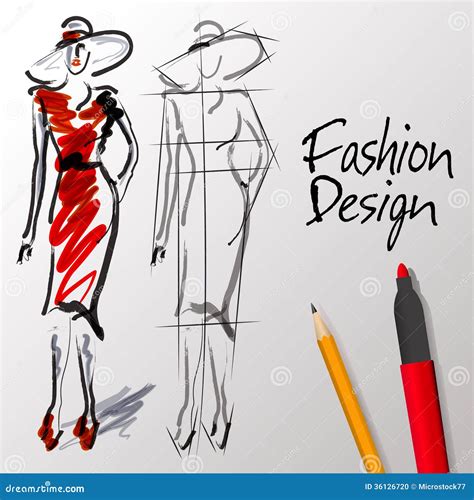 Fashion design sketches stock vector. Illustration of illustration - 36126720