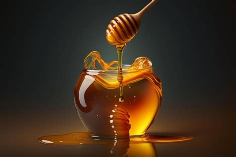 Illustration honey dipper with dripping honey closeup beekeeper ...