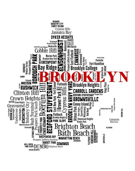 Brooklyn Map Art Brooklyn Art Print Brooklyn Neighborhood - Etsy