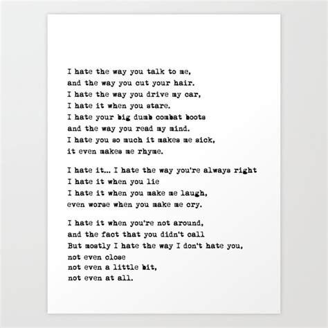 10 Things I Hate About You Poem Art Print by gabyschw | Society6