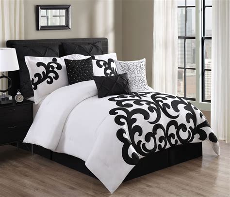 9 Piece Empress 100% Cotton Black/White Comforter Set Queen | eBay