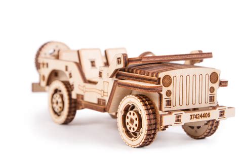 Wood Trick 3D Mechanical Model Kit Jeep Car Wooden Puzzle, Assembly Constructor Brain Teaser ...