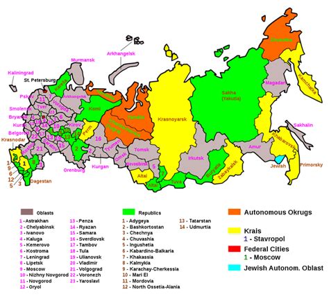 Federal Subjects of Russia [1123x1024] : r/MapPorn