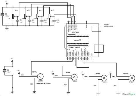 DIY-Arduino-Robotic-Arm-circuit-diagram Arm Circuit, Circuit Diagram, Arduino, Robot Arm ...