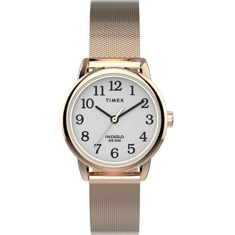 Timex - Timex Women's Easy Reader 25mm Rose Gold-Tone Watch, Stainless Steel Mesh Bracelet ...