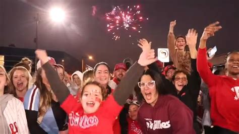 NLCS Game 5: Philadelphia Phillies fans celebrate team's first trip to World Series since '09 ...