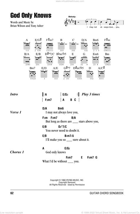 Boys - God Only Knows sheet music for guitar (chords) [PDF]