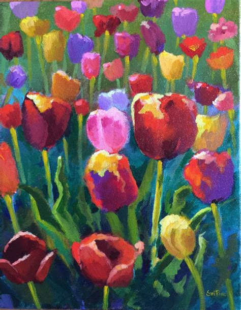 Tulip Garden (2015) Acrylic painting by Sri Rao | Artfinder