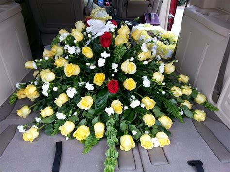 Yellow roses casket spray | Funeral by Annie's | Pinterest