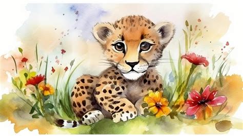 Premium AI Image | Watercolor painting of a cute baby tiger