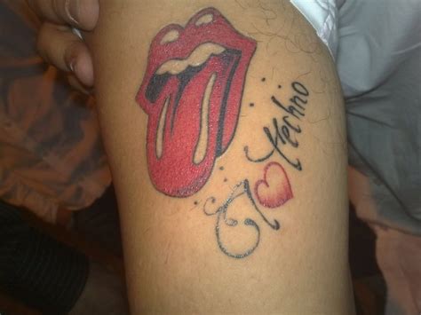 Awesome rolling stones logo tattoo