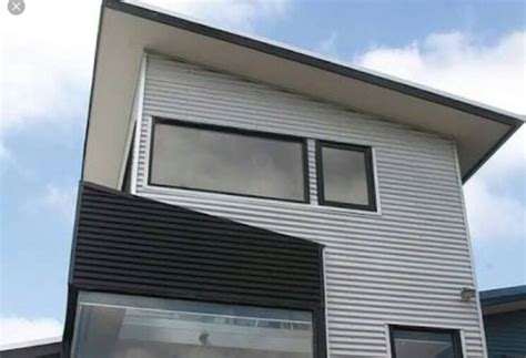 Window frames in a vertical Zincalume wall | Houzz AU Steel Cladding, House Cladding, Wall ...