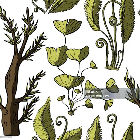 Prehistoric Vector Plants Stock Illustration - Download Image Now - Ancient, Art, Backgrounds ...