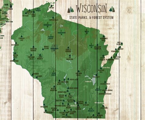 Wisconsin Gifts State Parks and National Parks Map Wisconsin - Etsy