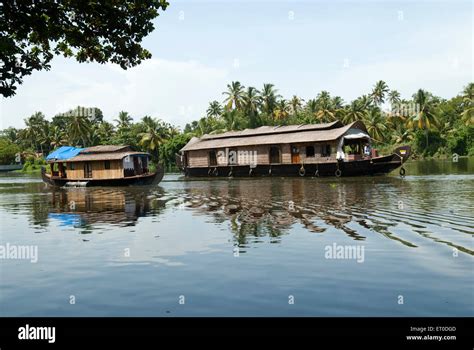 Houseboats in backwaters ; Kuttanad ; Alleppey Alappuzha ; Kerala ; India Stock Photo - Alamy