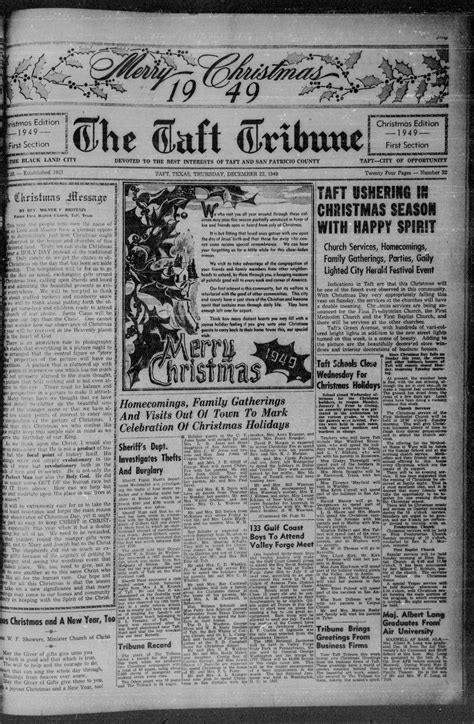 The Taft Tribune (Taft, Tex.), Vol. 28, No. 32, Ed. 1 Thursday, December 22, 1949 - The Portal ...