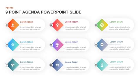 9 Point Agenda PowerPoint Template and Keynote Slide