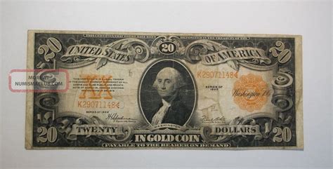 1922 $20 Gold Certificate