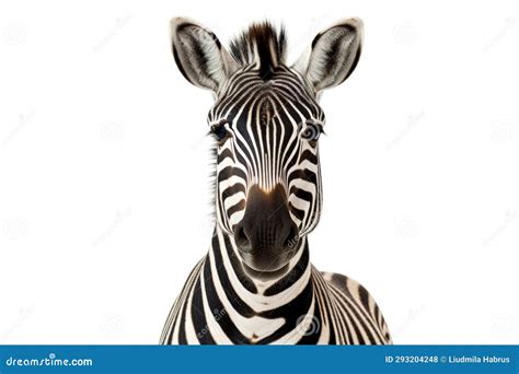 Close Up of a Zebra Head Isolated on a White Background. Stock Photo - Image of plain, wildlife ...