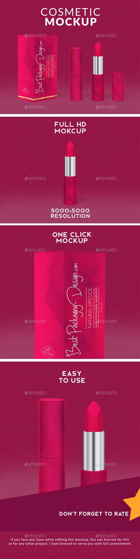 Lipstick Packaging Mockup ¨C Display your design on this mockup of a eyeliner tube & box ...