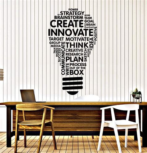 Vinyl Wall Decal Lightbulb Inspire Words Business Office Art Decor Stickers Mural Unique Gift ...