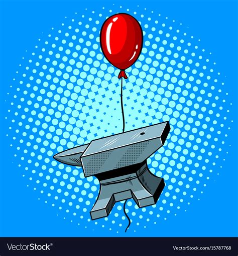 Anvil flying balloon pop art Royalty Free Vector Image