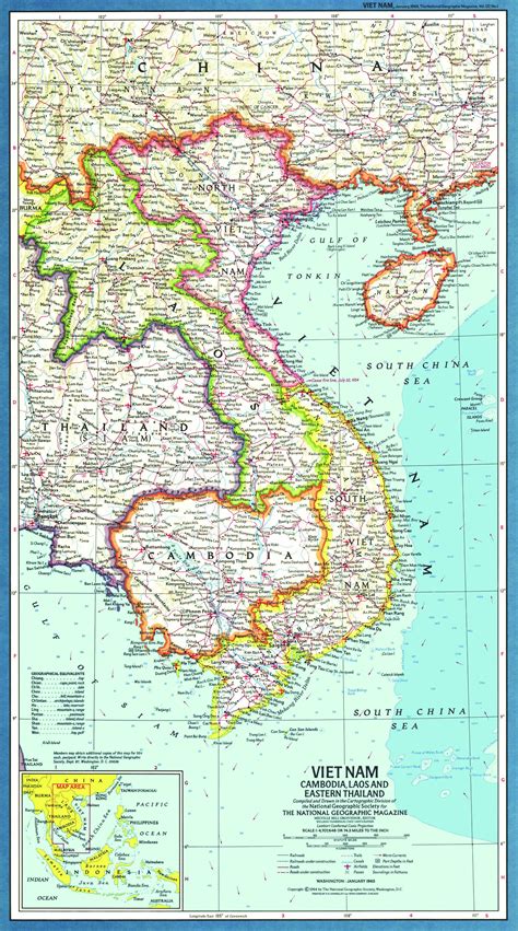 Vietnam, Cambodia, Laos And Eastern Thailand Map 1965 | Maps.com.com