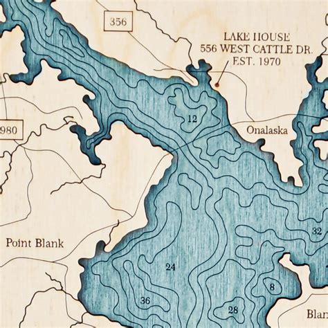 Lake Livingston Wall Art - Two-Level 3D Wood Map - Sea and Soul Charts