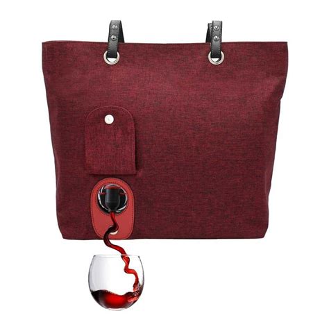 PortoVino Wine Tote - Burgundy - Wine Purse with Hidden, Insulated Compartment, Holds 2 bottles ...