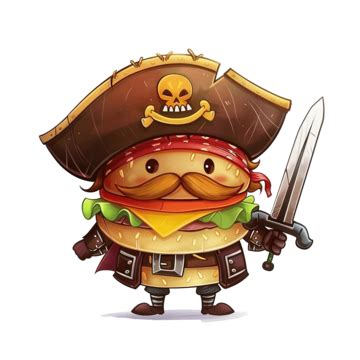 Cute Cartoon Character Burger Viking Pirate, Cartoon Eyes, Cartoon Face, Burger Cartoon PNG ...