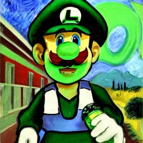 Luigi tall n green cap L in the front entering w... | OpenArt