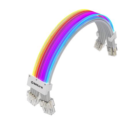 Sirlyr RGB PSU Cables,Full White ARGB GPU Power Supply Cable 2 * 8(6+2) Pin,Strimer Extension ...