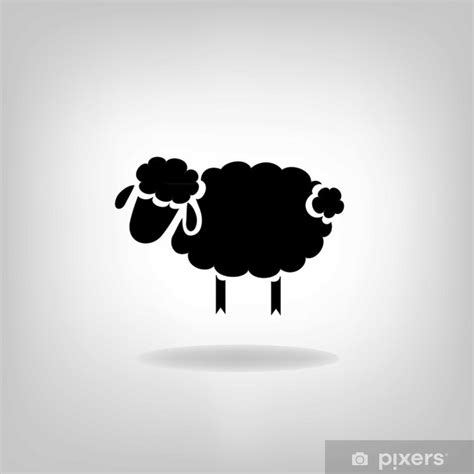 Poster black silhouette of sheep on a light background - PIXERS.NET.AU