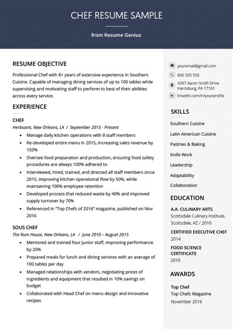 14 How To Write A Primary Resume | Chef resume, Modern resume template free, Microsoft word ...