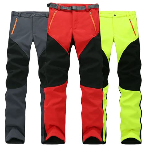 Men's Winter Outdoor Sports Pants Softshell Fleece Windproof Skiing Trekking Fishing Hiking ...