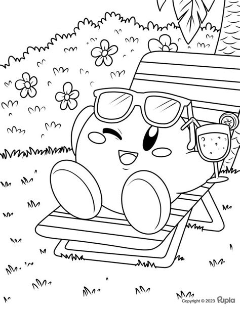 Kirby Relaxing in the Sun Coloring Page | Coloring pages inspirational, Hello kitty colouring ...