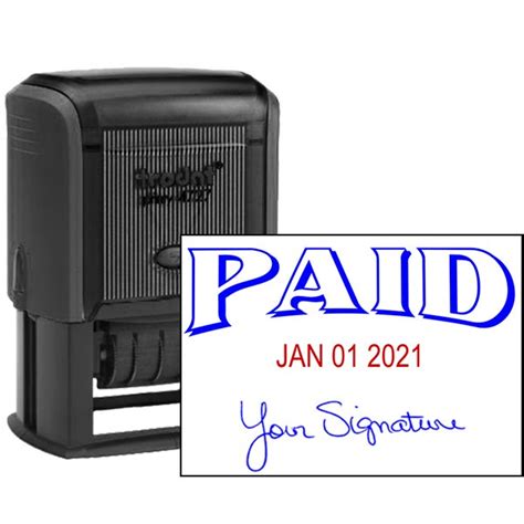 Paid Stamp with Date and Custom Signature, 1.5" x 2.25" Impression Size - 1.5" x 2.25" - Simply ...