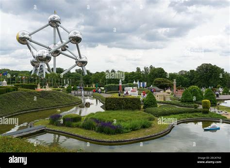 Mini-Europe Miniature park with Europe's landmarks with Atomium structure in the background ...