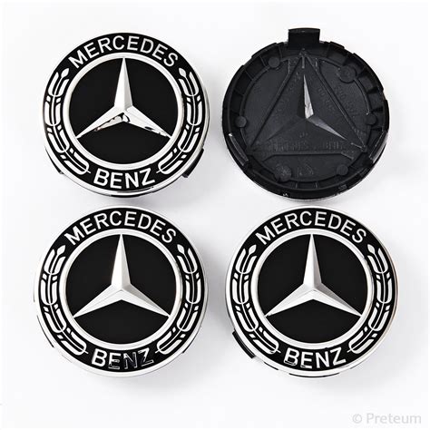 Mercedes Benz Wheel Center Caps - Set Of 4 - New - Black - 75mm /3 Inch ...