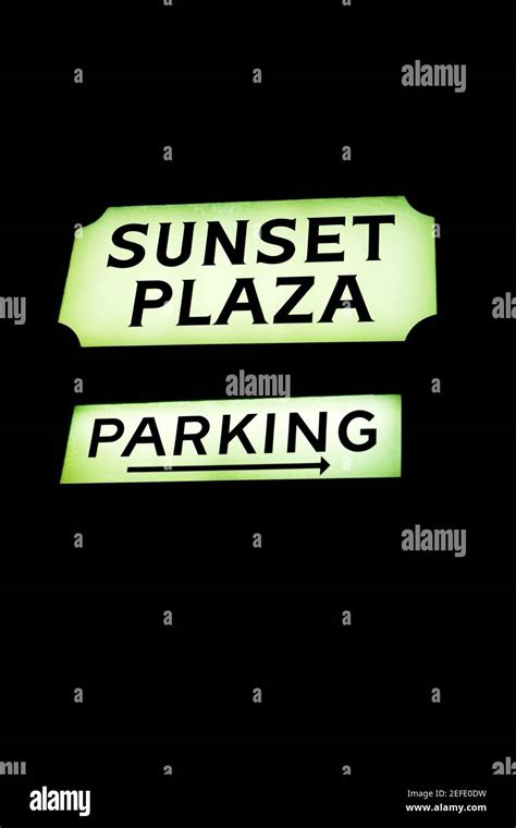 Low angle view of a Sunset Plaza parking sign, Los Angeles, California ...