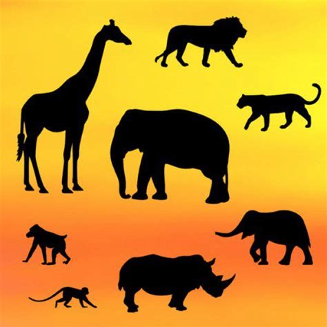 PWK Safari Silhouette Set Silhouette Lion, Africa Silhouette, Landscape ...