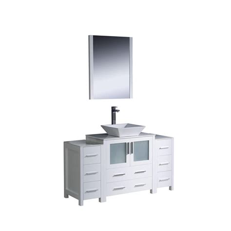 Fresca Torino 54 Inch White Modern Bathroom Vanity With 2 Side Cabinets And Vessel Sink | The ...