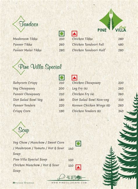 Pine Villa Menu | Pine Villa Cafe