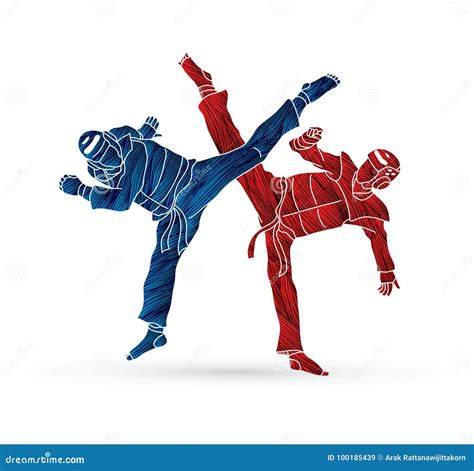 Taekwondo Competition Sparring Vector Illustration | CartoonDealer.com ...