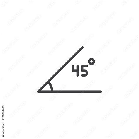 45 Degrees Angle outline icon. linear style sign for mobile concept and web design. Geometry ...