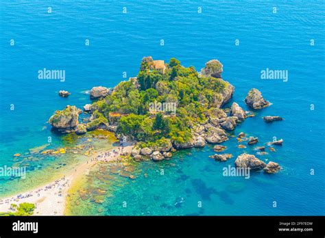 Aerial view of isola bella near Taormina, Sicily, Italy Stock Photo - Alamy