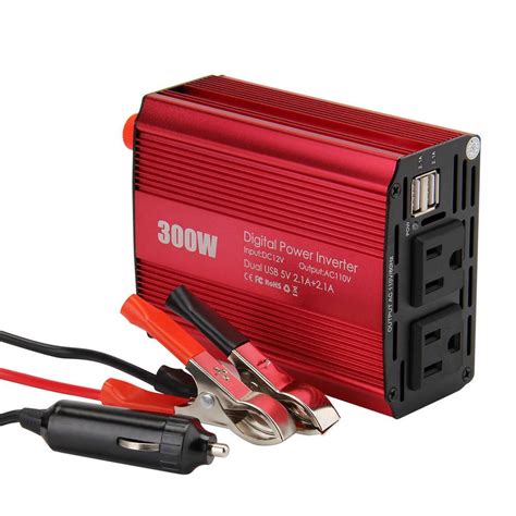 Car Charger Adapter Power Inverter 300W DC 12V-110V AC Converter With ...