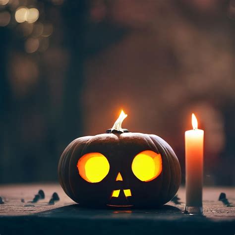 Premium AI Image | Halloween pumpkin with candles