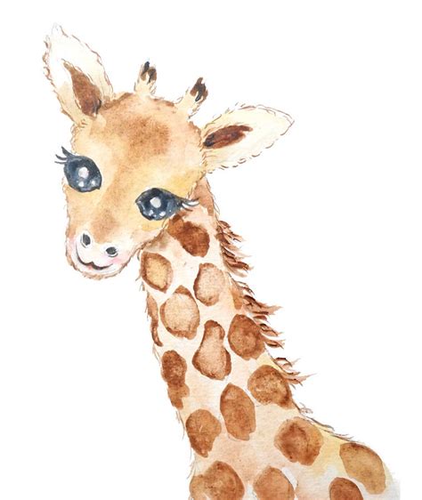 Cute Baby Giraffe Watercolor Painting by Color Color - Fine Art America